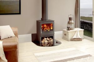 Contemporary Fireview Eco Logstore from Woodwarm Stoves